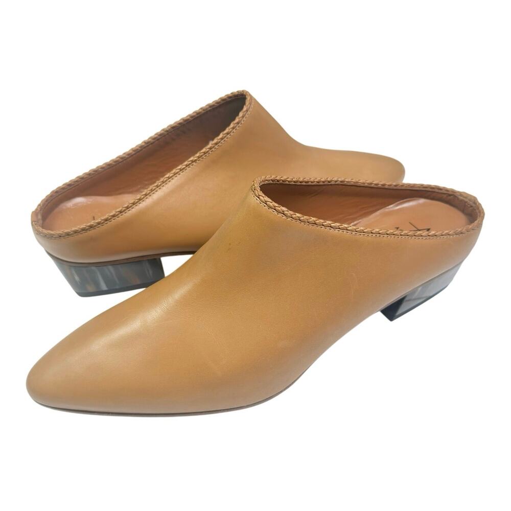 Aquatalia | Women | Butternut Tortoiseshell Heel Leather Kitten Mules | 9.5